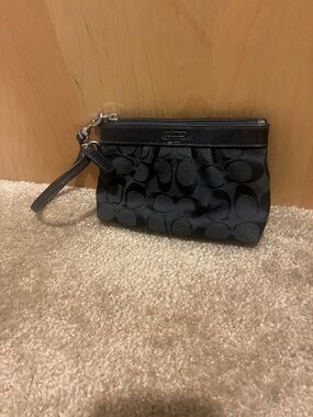 Coach Black Signature Logo Wristlet Clutch